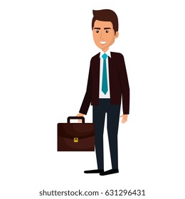 businessman with portfolio avatar character icon