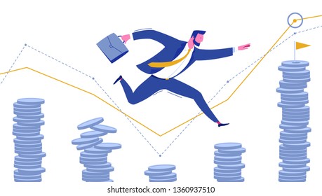 Businessman with Portfolio Jump to Success Goal