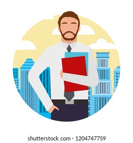 businessman portrait with city background