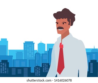 businessman portrait city street icon vector ilustrate