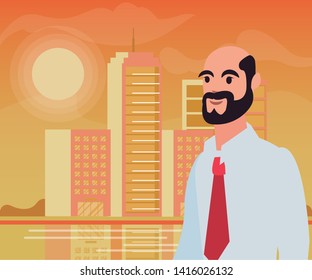 businessman portrait city street icon vector ilustrate