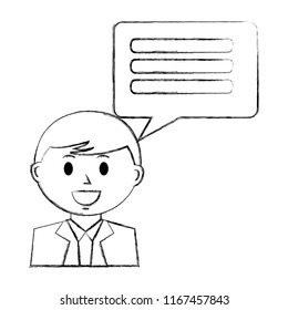 businessman portrait and speech bubble