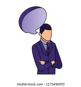 businessman portrait speech bubble communication