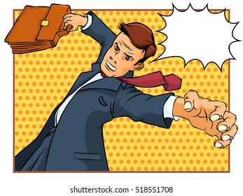 Businessman in a pose of tiger. Kung Fu. Vector illustration
