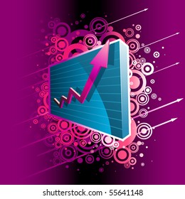 Businessman posing on arrow background.