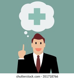 Businessman with positive thinking. Vector Illustration