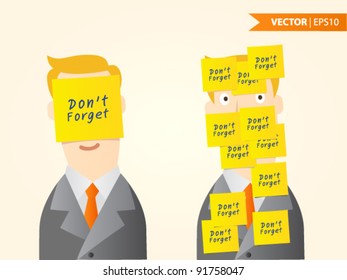 Businessman with post it notes