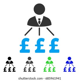 Businessman Pound Expenses flat vector pictograph. Colored businessman pound expenses gray, black, blue, green pictogram versions. Flat icon style for graphic design.