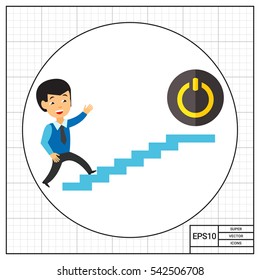 Businessman and Power Button Icon