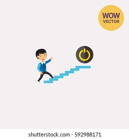 Businessman and Power Button Icon