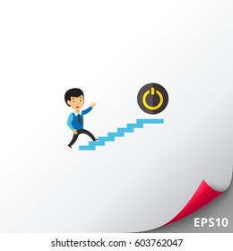 Businessman and Power Button Icon