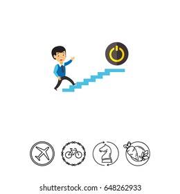 Businessman and Power Button Icon