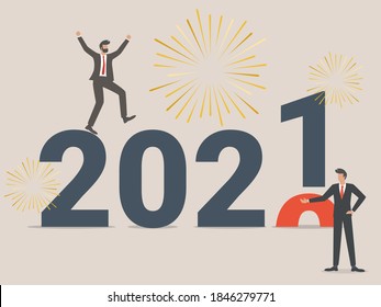 businessman are preparing for the new year, Goodbye 2020, happy new year 2021.