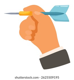 Businessman is preparing to throw a dart, symbolizing the pursuit of business objectives