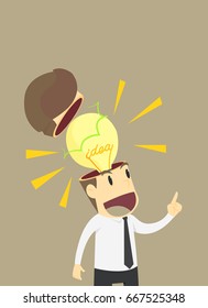 Businessman present creative bulb idea.VECTOR EPS10