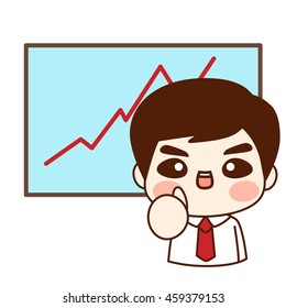 Businessman present graph, vector illustration