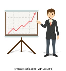 Businessman present growing business vector illustration