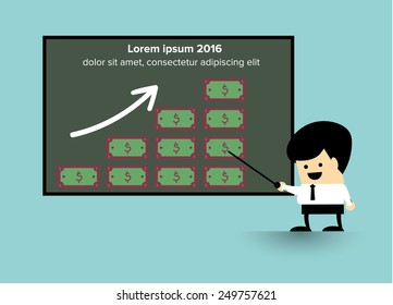 Businessman present increase money graph on the board