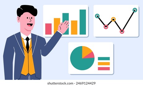 Presentación Gráfico Gráfico Estadístico Analítico - Líder De Éxito Hombre Ejecutar Negocios
