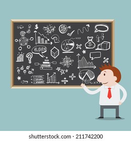 Businessman presentation with blackboard - Vector 