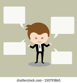 businessman presentation with  blank message box