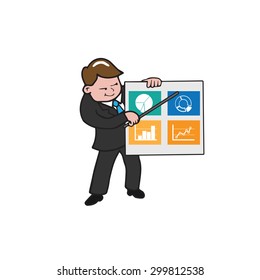 Businessman presentation with board cartoon vector