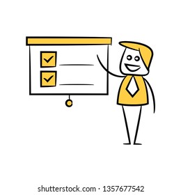 businessman and presentation chart doodle theme