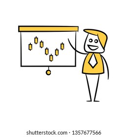 businessman and presentation chart doodle theme