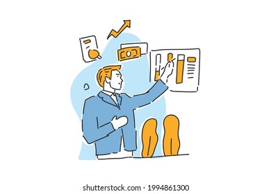 businessman presentation finance hand drawn illustration