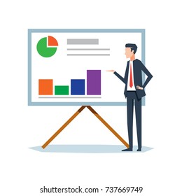 The businessman presentation in front of colourful chart
