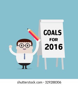 Businessman presentation goals for 2016 - Vector