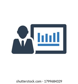 Businessman presentation graph report icon symbol