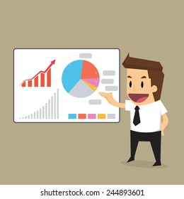 businessman presentation to graph.vector