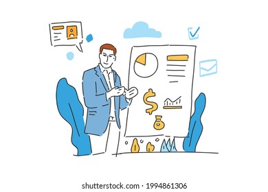 presentación de empresario con ilustración de icono