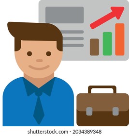 empresario en la infografía de presentación
