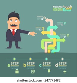 Businessman Presentation Infographics Arrows Vector Design