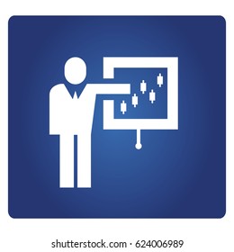 businessman presentation on blue background