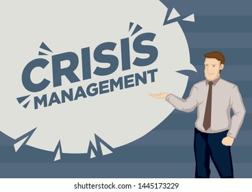 Businessman presentation on the topic of crisis management. Design template for distance education, online courses, e-learning,  or business communication presentation. 