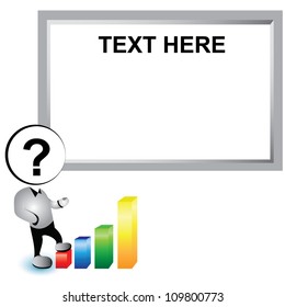 businessman presentation, stand with bar chart