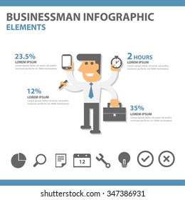 Businessman presentation template Infographic elements and icon flat design set 