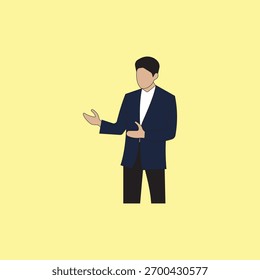 Businessman presentation vector illustration. Planning strategy, conduct briefings, discussion and meeting, corporate team brainstorming.