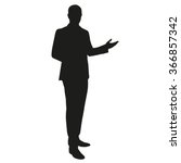 Businessman presentation. Vector silhouette