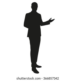 Businessman presentation. Vector silhouette