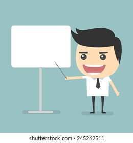Businessman presentation with whiteboard