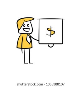 businessman presentation with whiteboard dollar sign