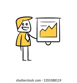 businessman presentation with whiteboard and graph chart