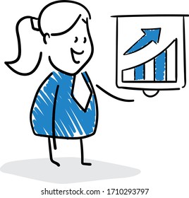 Businessman Presentation With Whiteboard Graph Statistics.
Girl Hand Drawn Doodle Line Art Cartoon Design Character - Isolated Vector Illustration Outline Of Woman.
