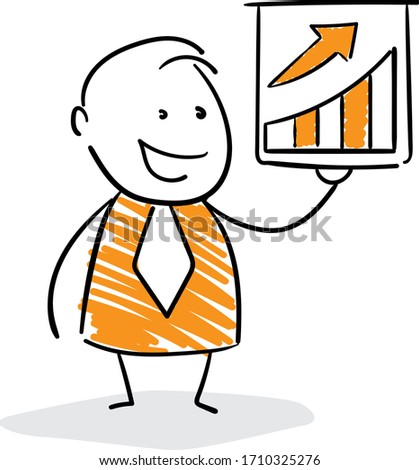 Businessman presentation with whiteboard graph statistics.
Boy hand drawn doodle line art cartoon design character - isolated vector illustration outline of man.
