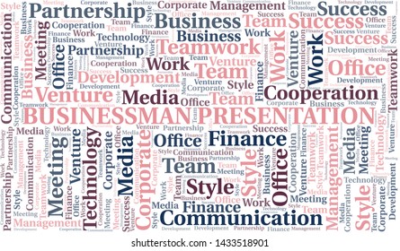 Businessman Presentation word cloud. Collage made with text only.