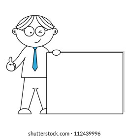 businessman presenting a blank paper . Concept of message.